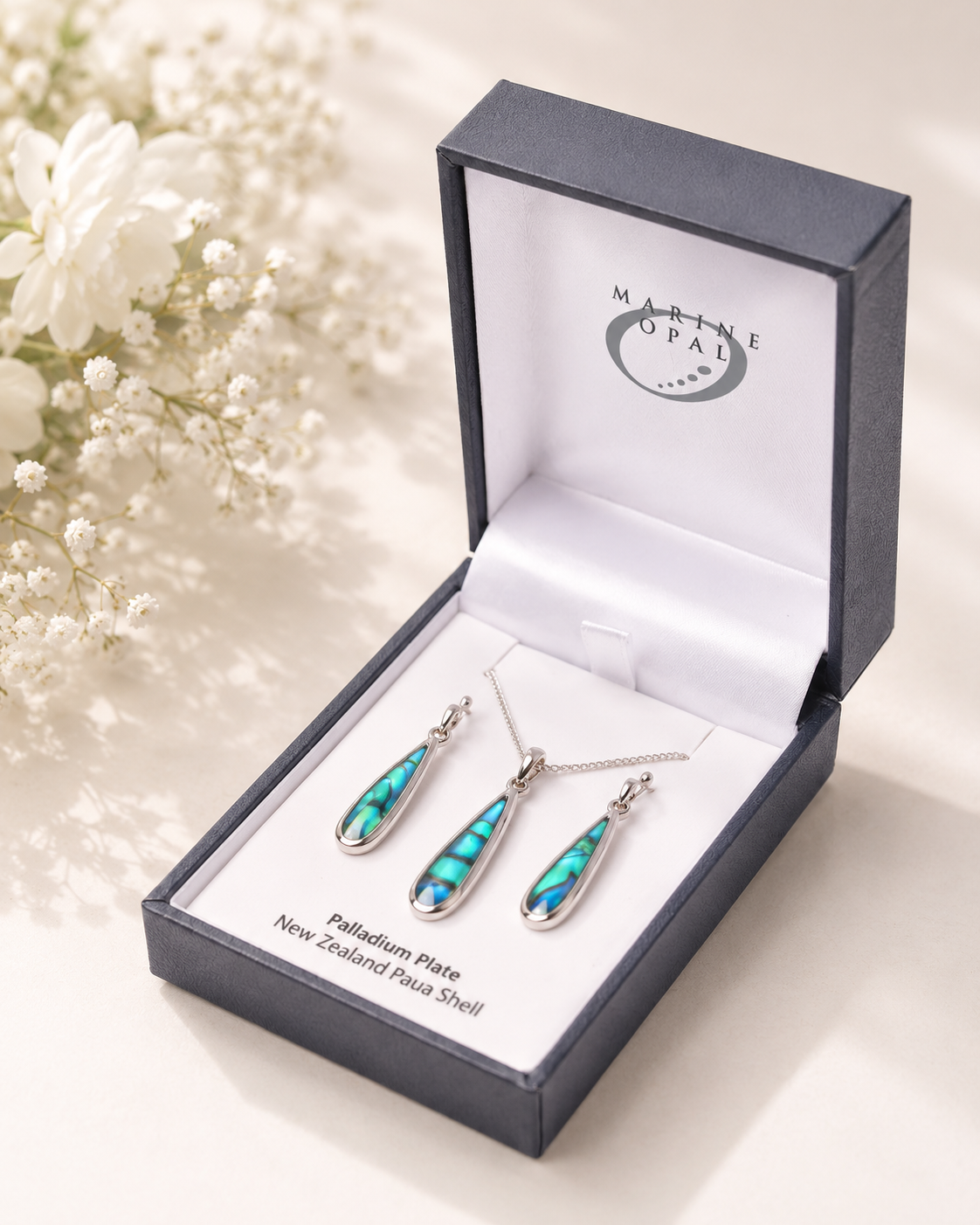 Paua Drop Earrings & Necklace Set